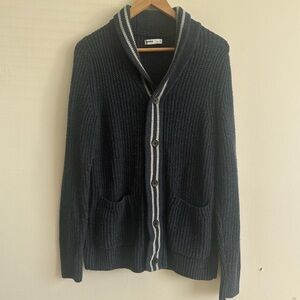 Women’s Classic Navy Cardigan with Shawl Collar